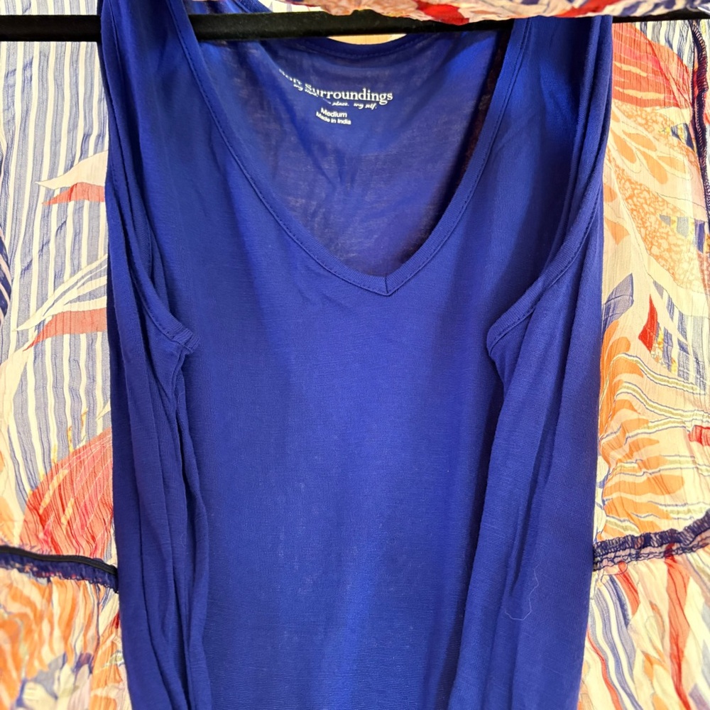 Soft Surroundings Floral Embroidered Resort Beachy Boho Flowy Blouse Top Medium - Picture 13 of 14